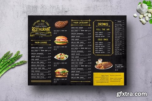 Vintage A3 Food Menu - 3 Color Versions