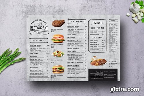 Vintage A3 Food Menu - 3 Color Versions