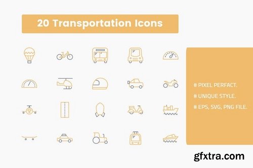 Transportation and Security  Icons Set