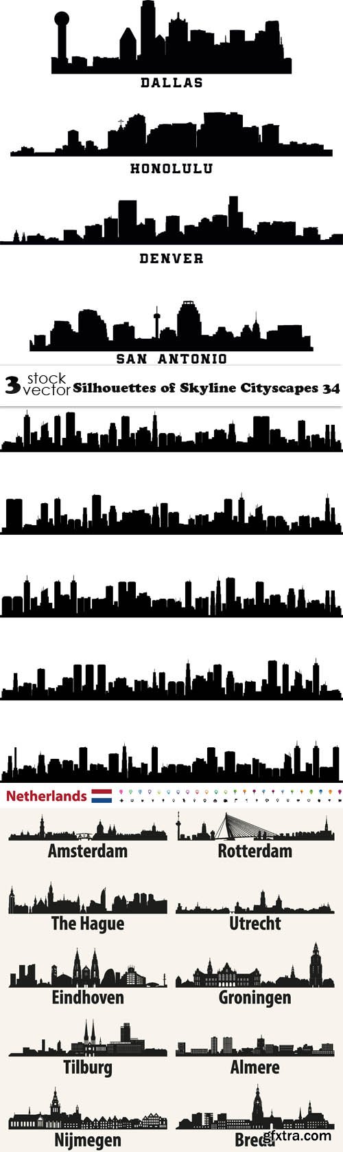 Vectors - Silhouettes of Skyline Cityscapes 34