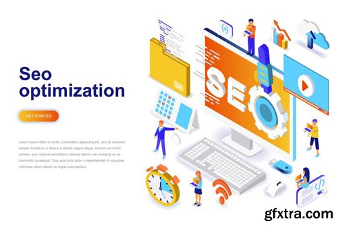 Seo Optimization Isometric Concept