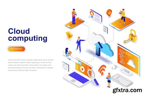 Cloud Computing Isometric Concept