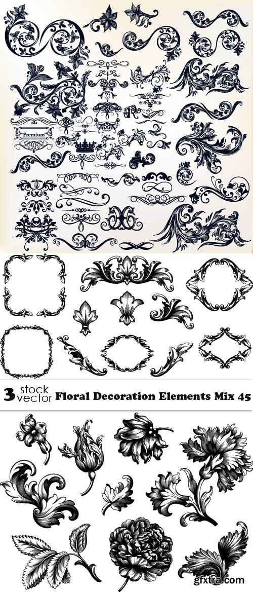 Vectors - Floral Decoration Elements Mix 45