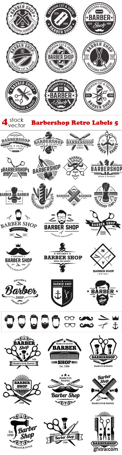 Vectors - Barbershop Retro Labels 5