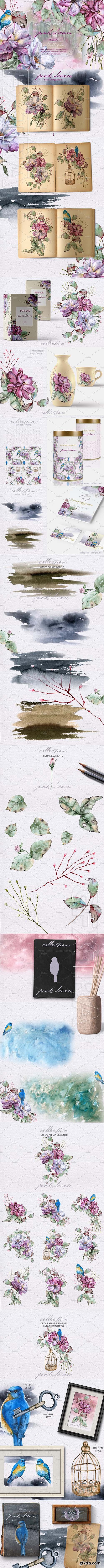 CreativeMarket - Pink dream Watercolor set 2737793