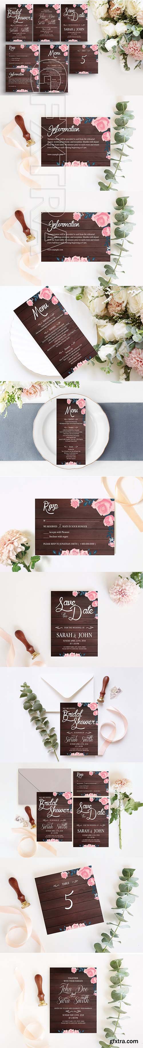 Rustic Wooden Wedding Template Suite