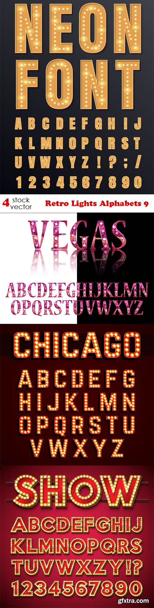 Vectors - Retro Lights Alphabets 9