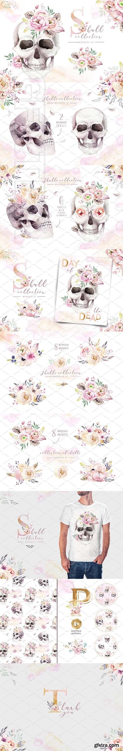 CreativeMarket - Day of The Dead Watercolor set 2739348