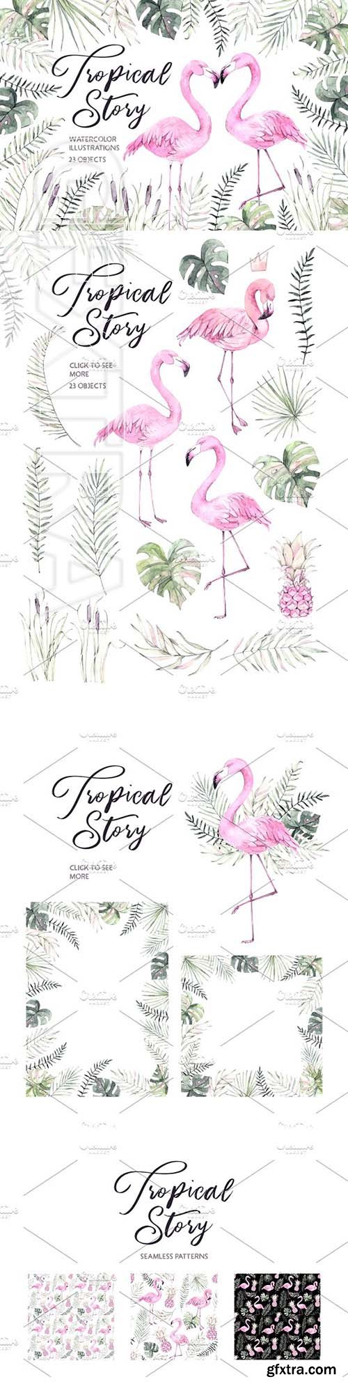 Tropical story Watercolor set