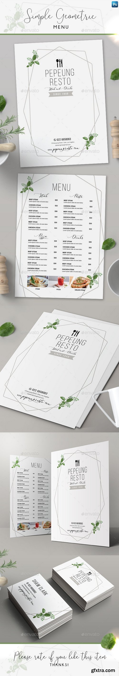 Graphicriver - Simple Geometric Menu + Business Card 22277531