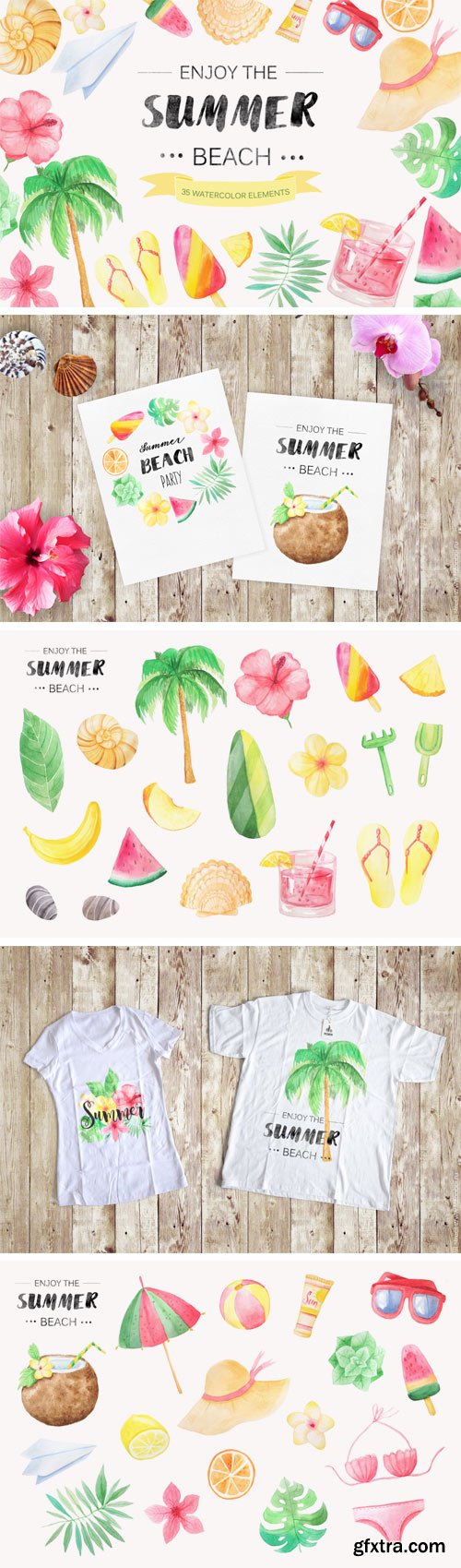 Designbundles - Watercolor Beach Set 13960