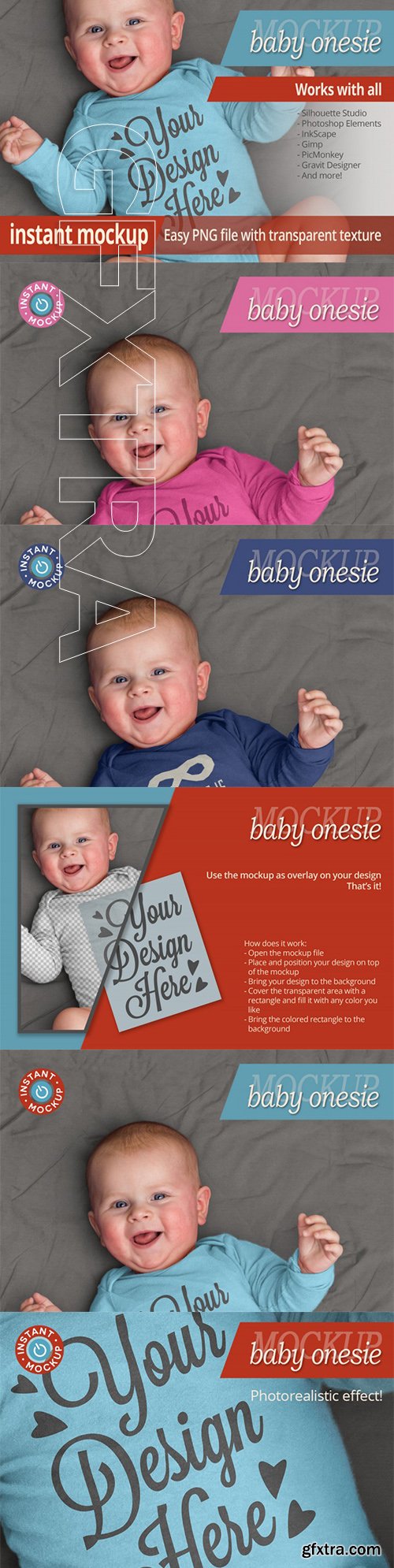 Instant photorealistic baby onesie mockup