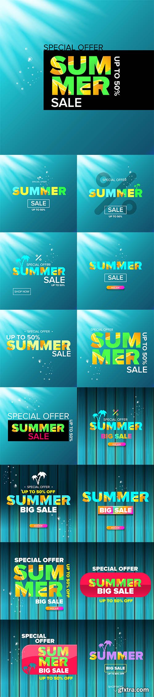 Vecto Set - Summer sale modern color design template web banner or poster