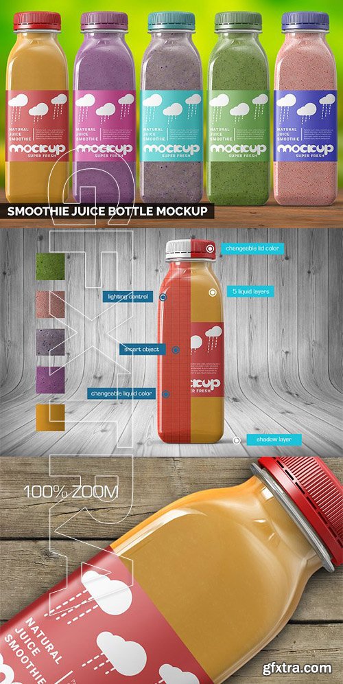 CreativeMarket - Smoothie Juice Bottle Mockup 2737854