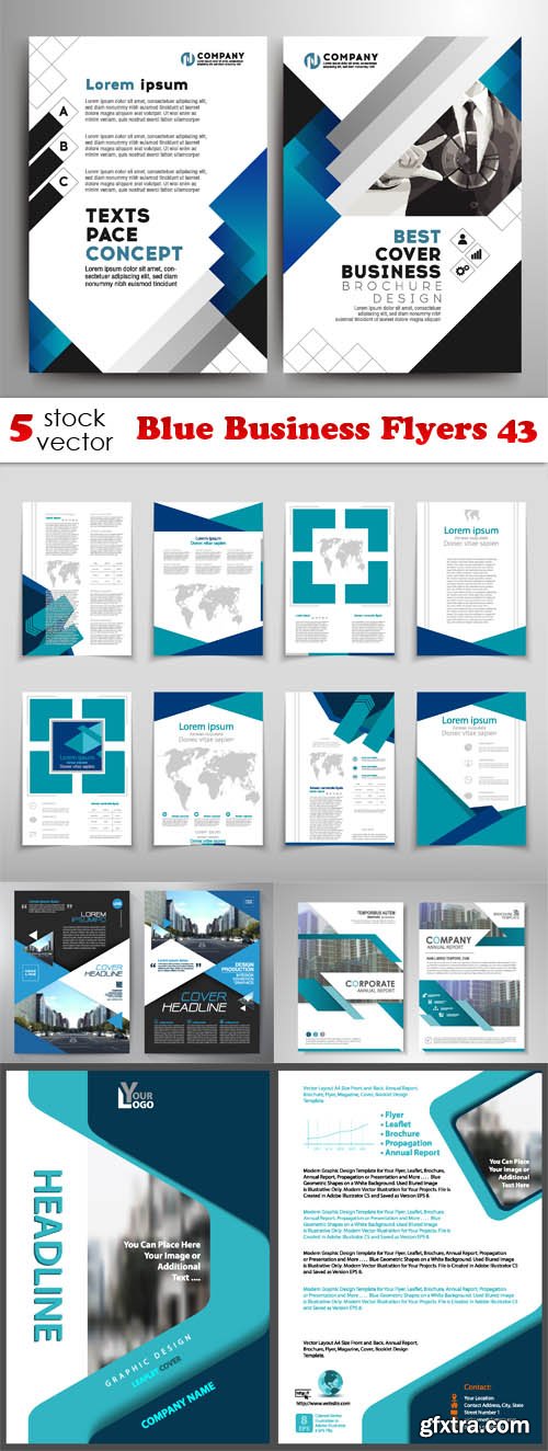 Vectors - Blue Business Flyers 43