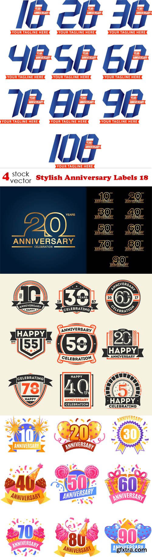 Vectors - Stylish Anniversary Labels 18