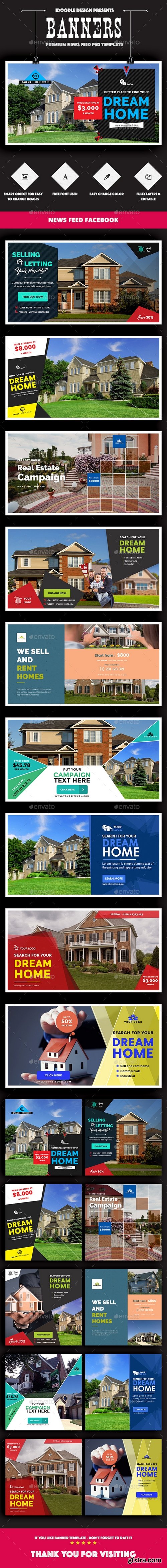 Graphicriver - Facebook Real Estate Banners Ads - 20 PSD [2 Size Each] 16136352