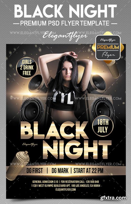 Black Night V12 2018 Flyer PSD Template