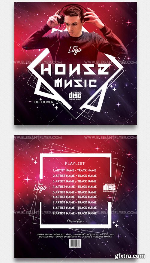 House Music V1 2018 Premium CD Cover PSD Template