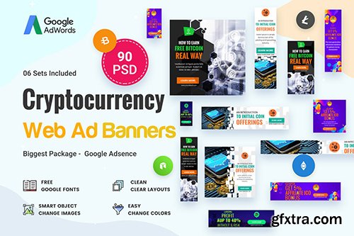 Cryptocurrency Banners Ad - 90 PSD