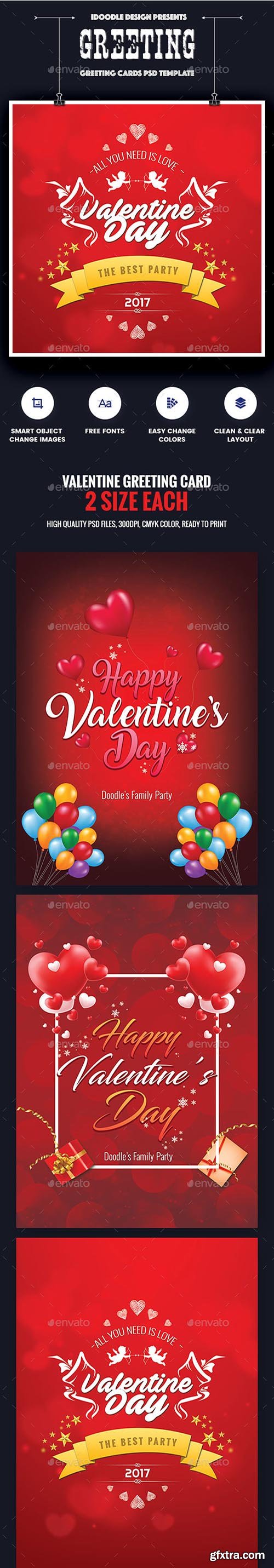 Valentine Greeting Card - 06 PSD [02 Size Each - 7x5 & 5x7] 19261223