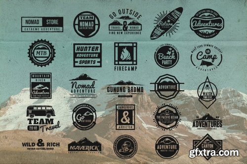 Vintage Rustic Bundle of 325+ Logos, Fonts and Photo Mockups