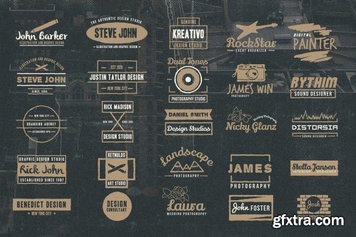 Vintage Rustic Bundle of 325+ Logos, Fonts and Photo Mockups