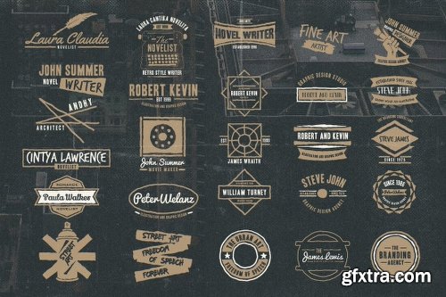 Vintage Rustic Bundle of 325+ Logos, Fonts and Photo Mockups