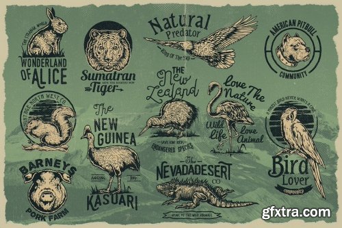 Vintage Rustic Bundle of 325+ Logos, Fonts and Photo Mockups