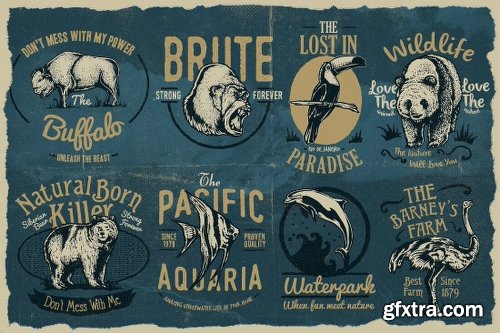 Vintage Rustic Bundle of 325+ Logos, Fonts and Photo Mockups