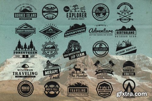 Vintage Rustic Bundle of 325+ Logos, Fonts and Photo Mockups