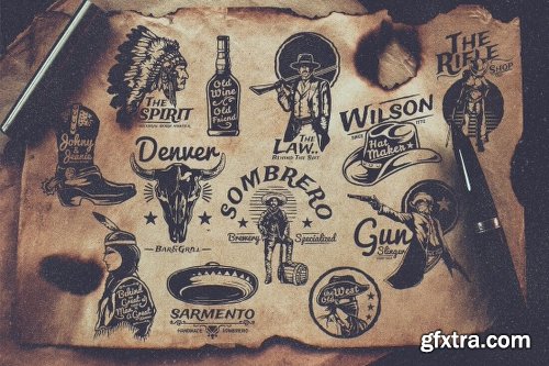 Vintage Rustic Bundle of 325+ Logos, Fonts and Photo Mockups