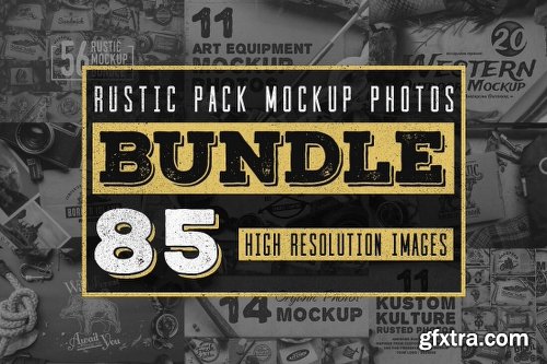 Vintage Rustic Bundle of 325+ Logos, Fonts and Photo Mockups