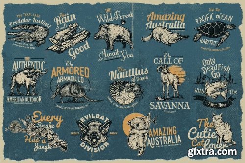 Vintage Rustic Bundle of 325+ Logos, Fonts and Photo Mockups