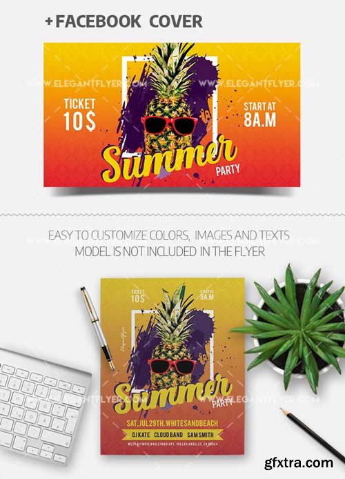 Summer Party V38 2018 Flyer PSD Template + Facebook Cover