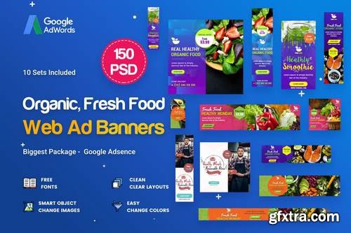 Organic, Fresh Food Banners Ad - 150 PSD