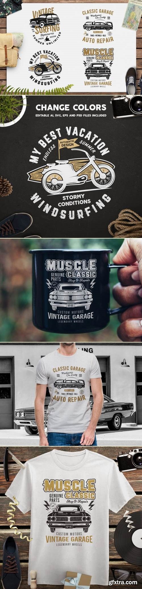 Summer Surf T-Shirt and Classic Garage Emblems