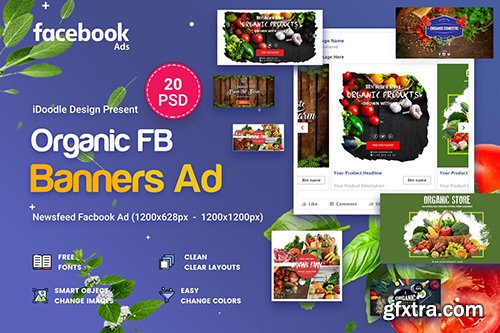 Organic Facebook Ads - 20 PSD