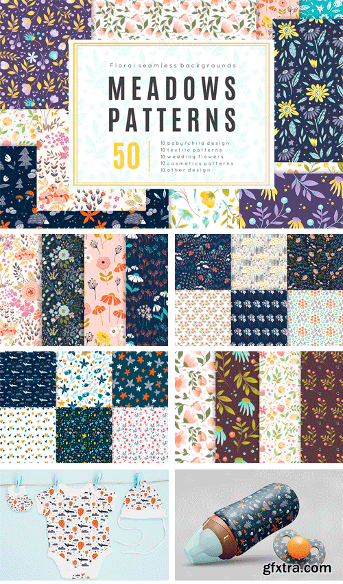 Meadow - 50 Vector Seamless Patterns