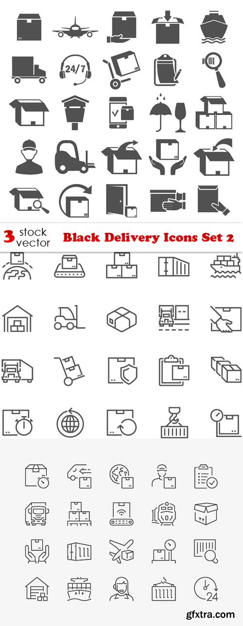 Vectors - Black Delivery Icons Set 2