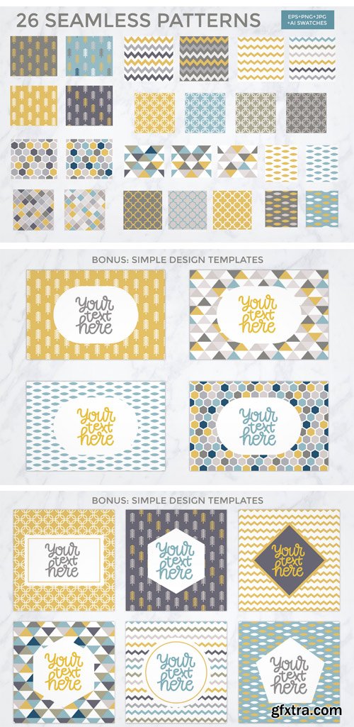 Designbundles - 26 Vector Patterns Trendy Colors 8801