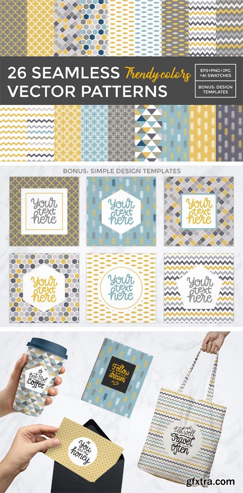 Designbundles - 26 Vector Patterns Trendy Colors 8801