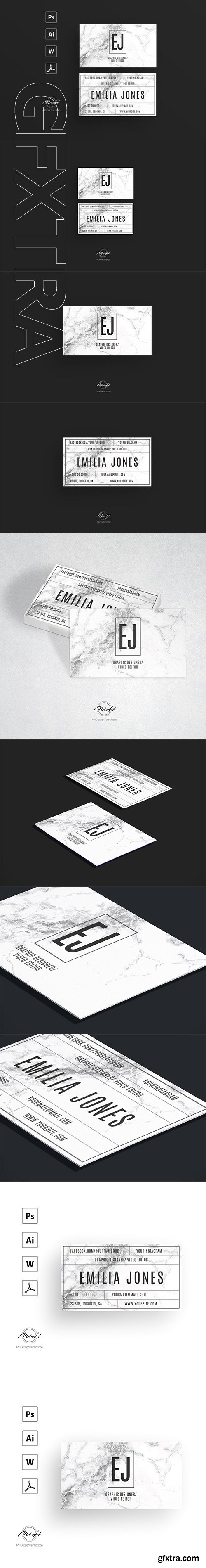 CreativeMarket - White marble bussiness card template 2632862