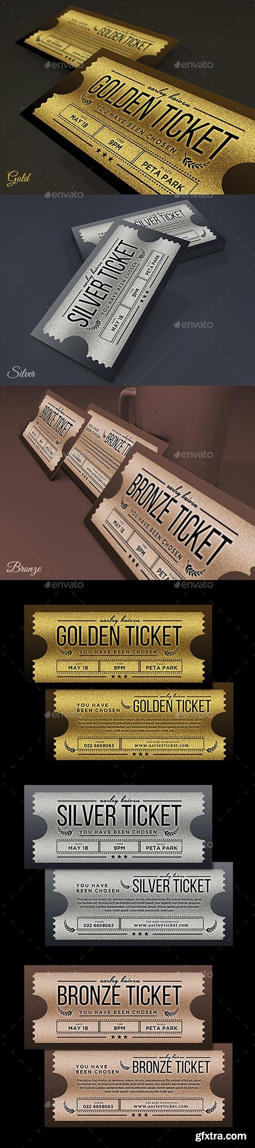 Multipurpose Golden / Silver Ticket Invitation 18200408