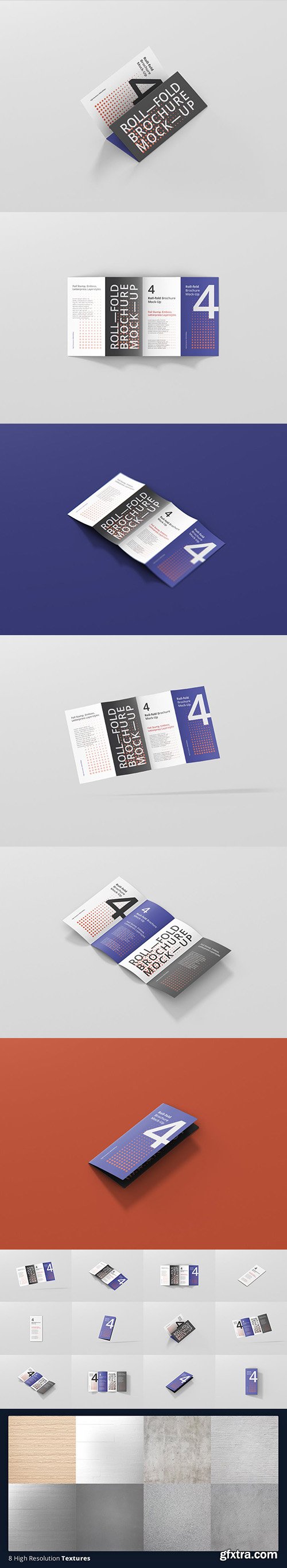 Roll-Fold Brochure Mockup - DL DIN Lang