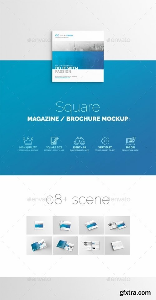 GraphicRiver - Square Magazine  Brochure Mockup 13901385