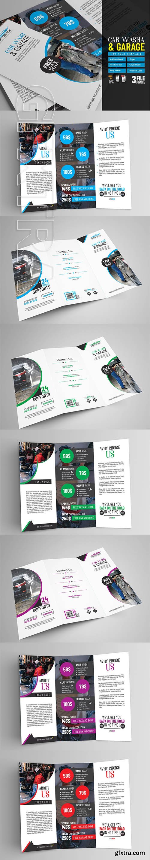 Car Wash Tri Fold Brochure Template