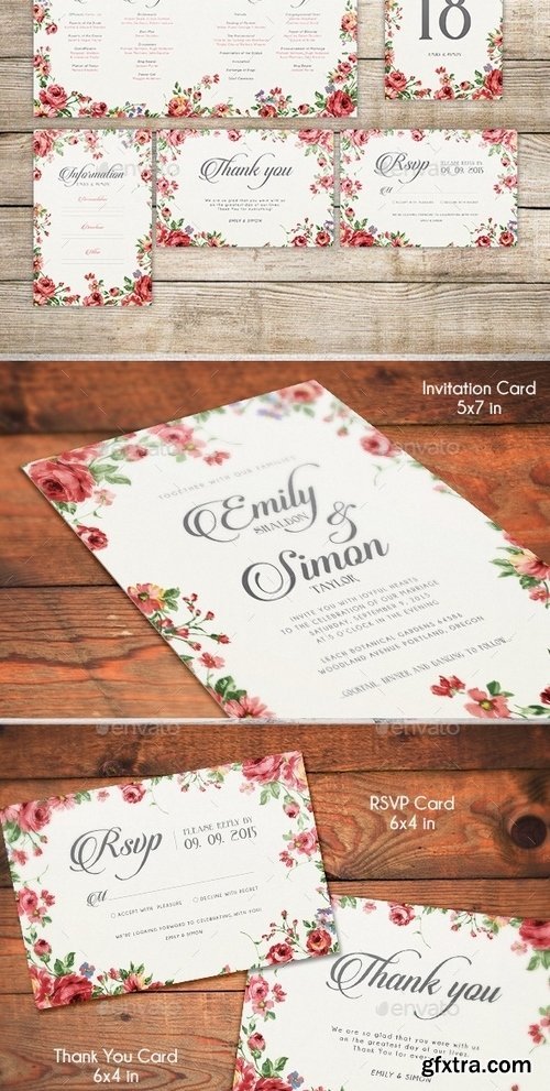 GraphicRiver - Rustic Floral Wedding Invitations 10358801