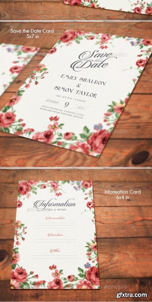 GraphicRiver - Rustic Floral Wedding Invitations 10358801