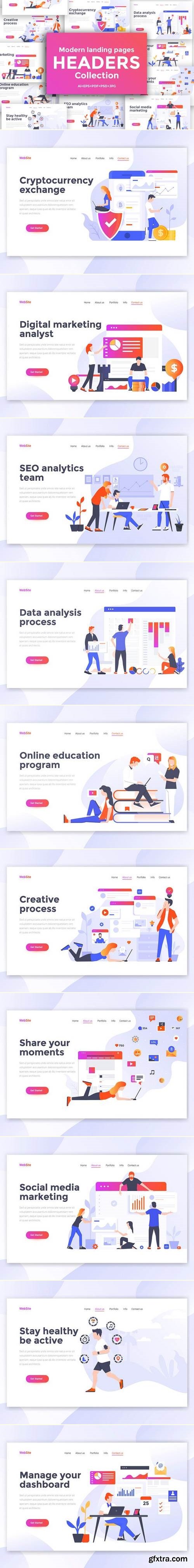 Landing page template on various topics